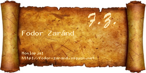 Fodor Zaránd névjegykártya
